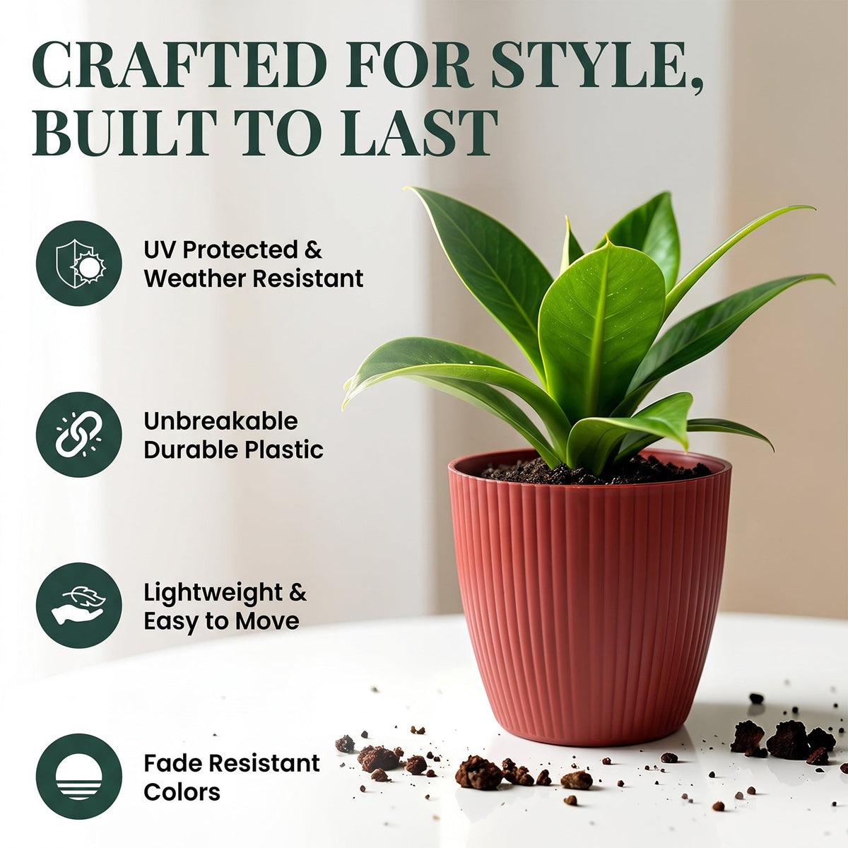 Plastic Flower Pots Ð Durable Round Planters for Home & Garden | Plant Edge