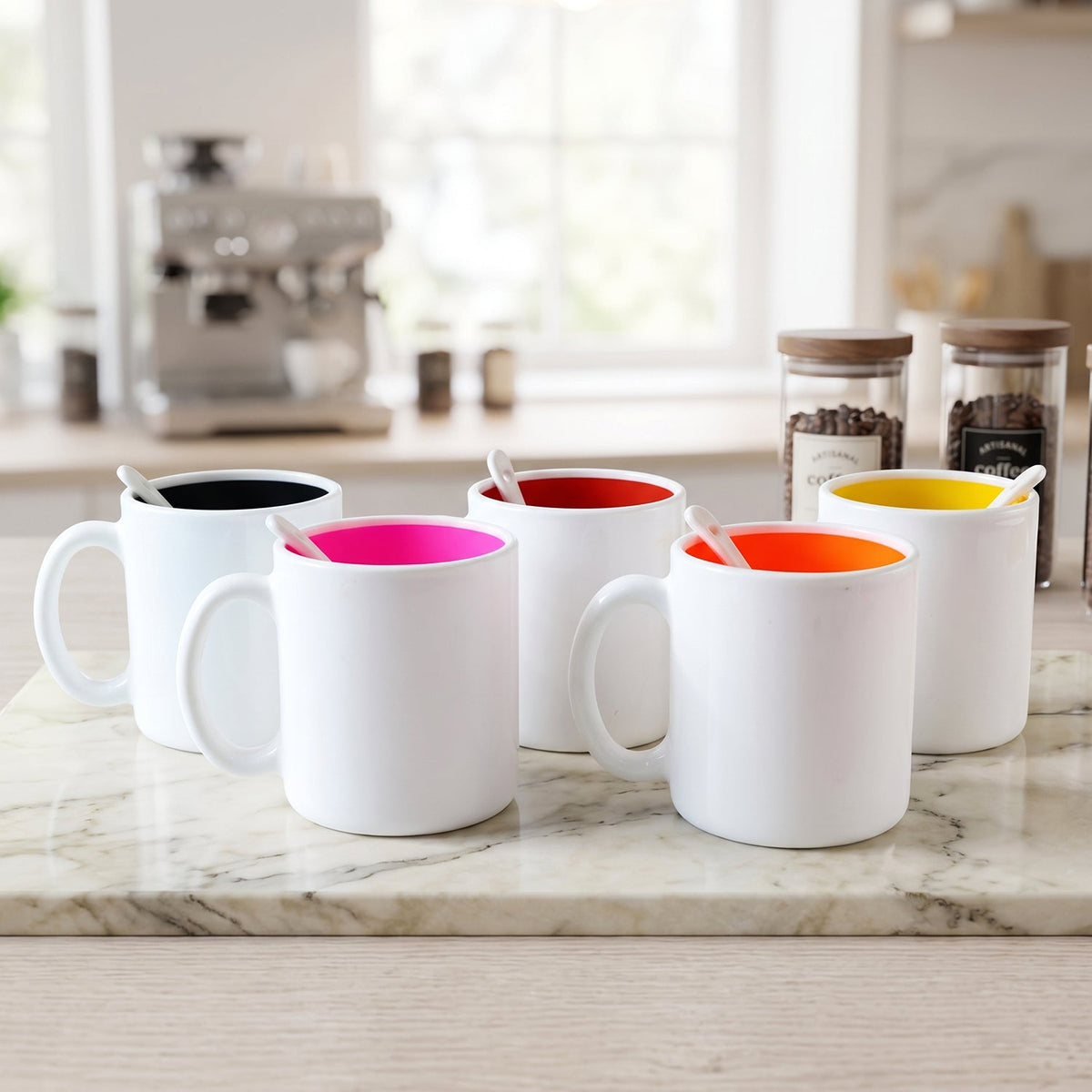 Coffee Mug with Spoon Ð Designer, Lead-Free Ceramic | Tidy Table