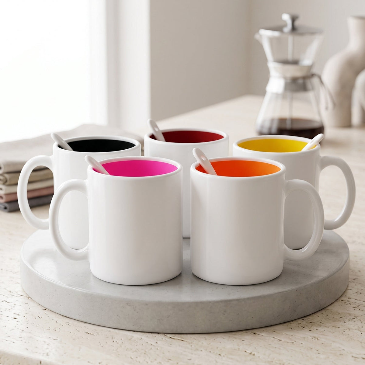 Coffee Mug with Spoon Ð Designer, Lead-Free Ceramic | Tidy Table
